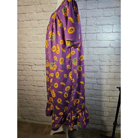 Anthony Richards Purple Sunflowers Mumu Dress‎ Size MP New Lightweight SS - Picture 5 of 10